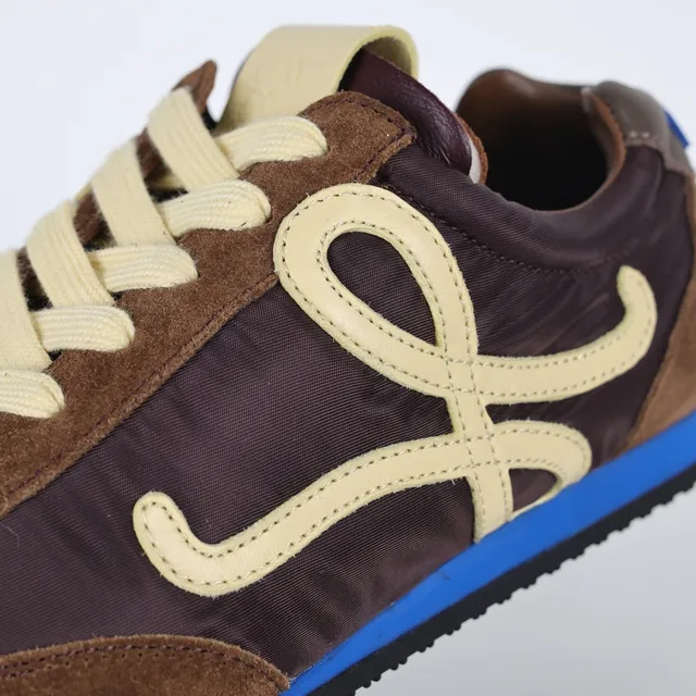 Brown and Maroon Suede Nylon Retro Runner Lifestyle Sneakers 6