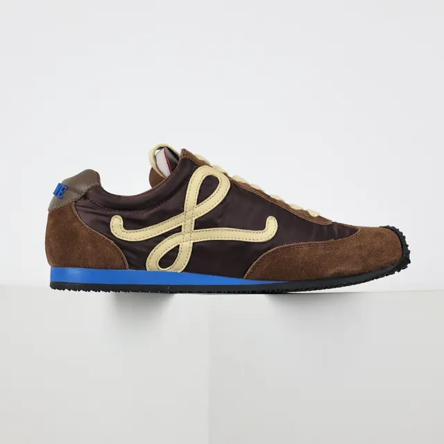 Brown and Maroon Suede Nylon Retro Runner Lifestyle Sneakers 7