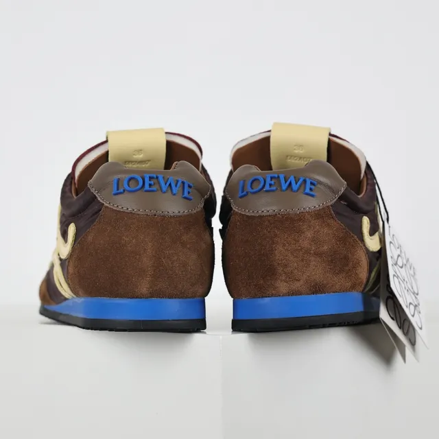 Brown and Maroon Suede Nylon Retro Runner Lifestyle Sneakers 8