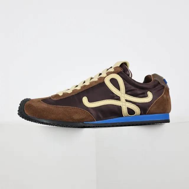 Brown and Maroon Suede Nylon Retro Runner Lifestyle Sneakers 9