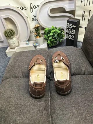 Brown Beige Leather-Like Upper Cream Lining Mary Jane Shoes 8