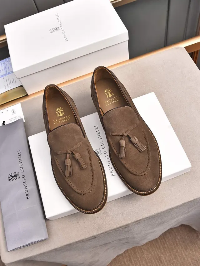 Brown Beige Suede Upper Tassel Detail Loafer 2