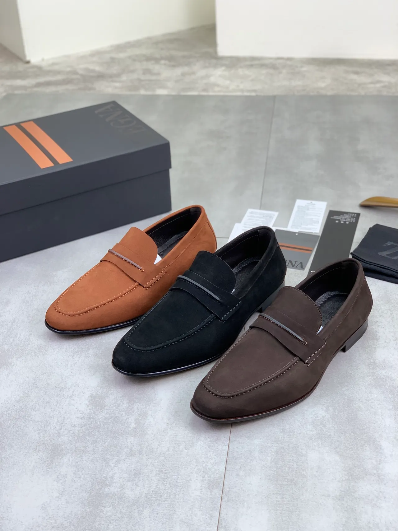 Brown Black Suede Upper Penny Strap Loafer 2