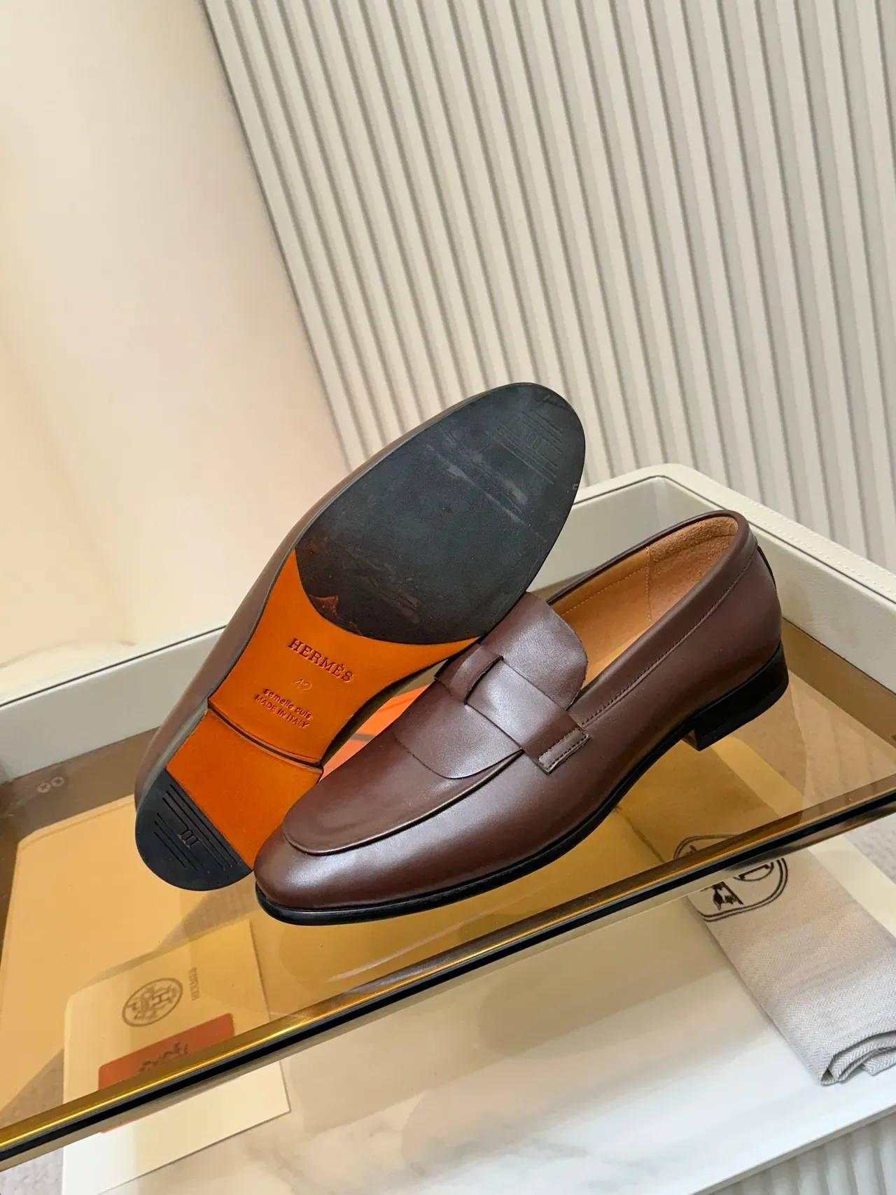 Brown Leather Penny Strap Loafer 2