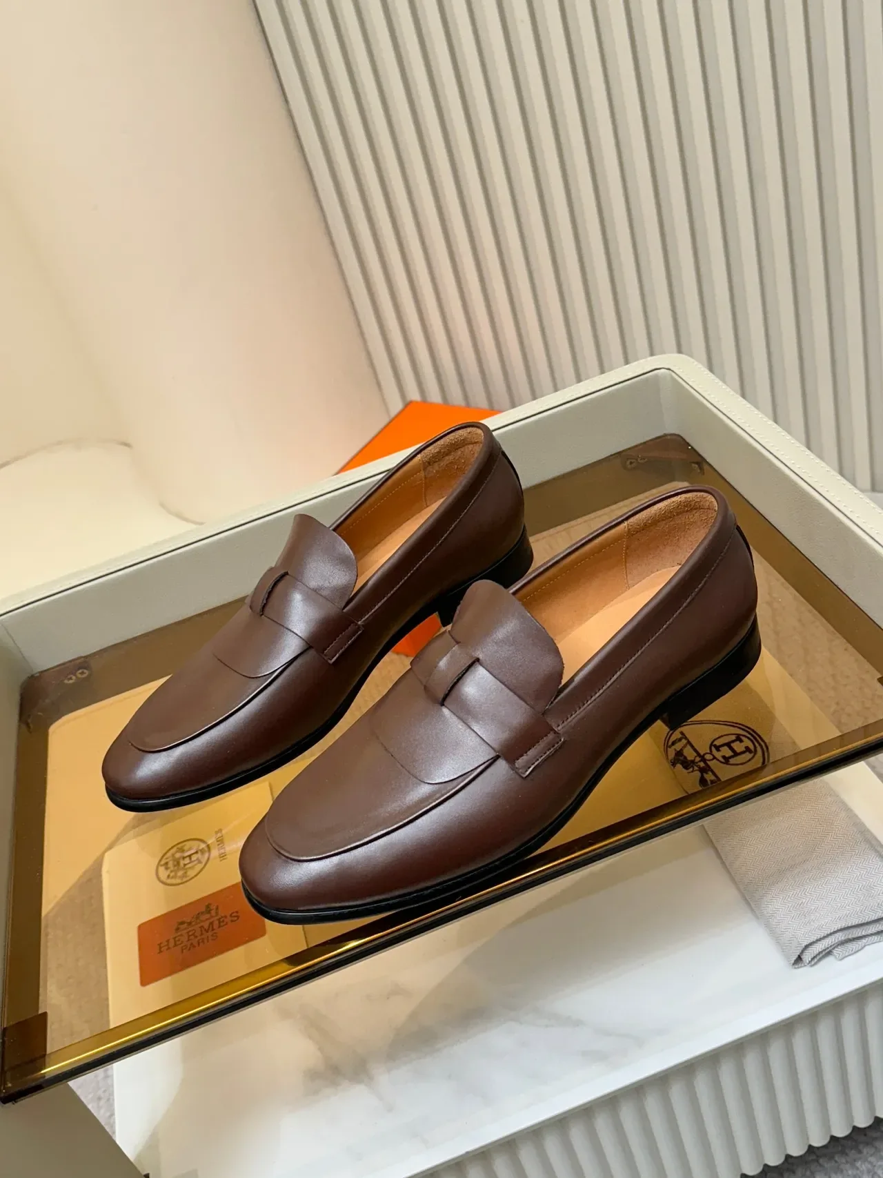 Brown Leather Penny Strap Loafer 4