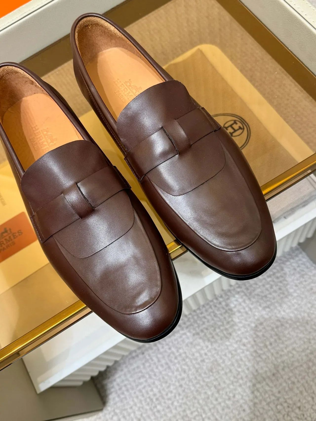 Brown Leather Penny Strap Loafer 5