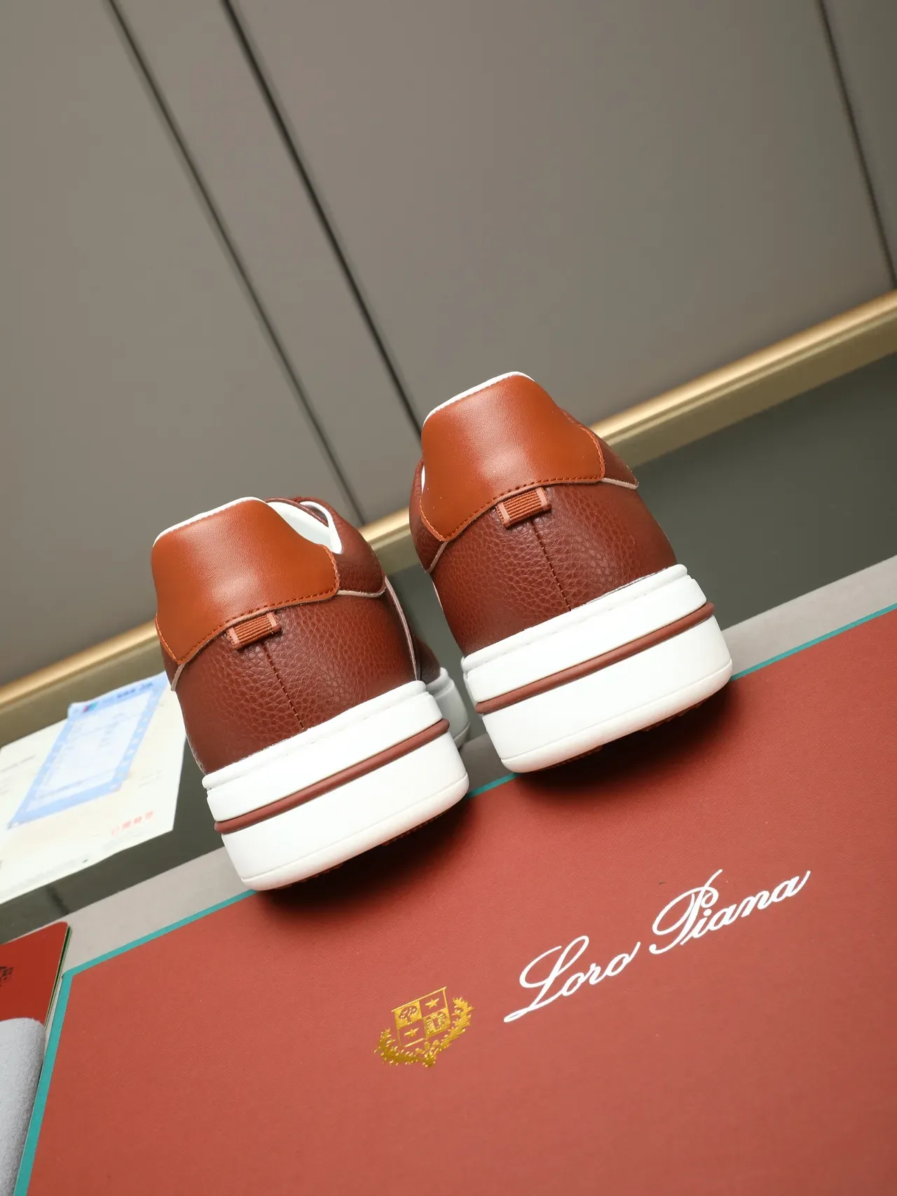 Brown Pebbled Leather Platform Sneaker 3