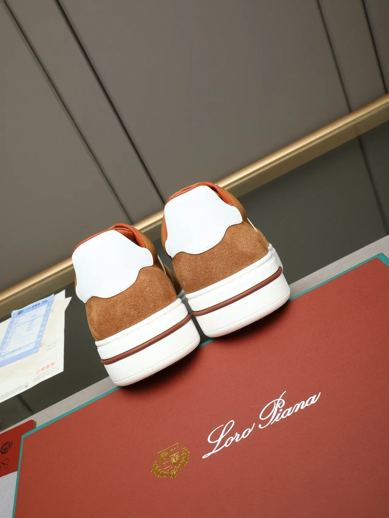 Brown Suede and Leather Platform Sneaker 4