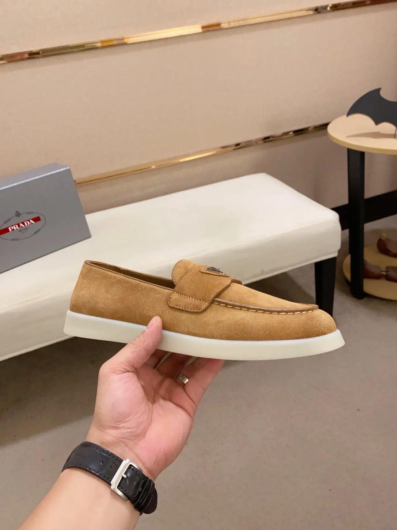 Brown White Suede Upper Penny Strap Loafer 5