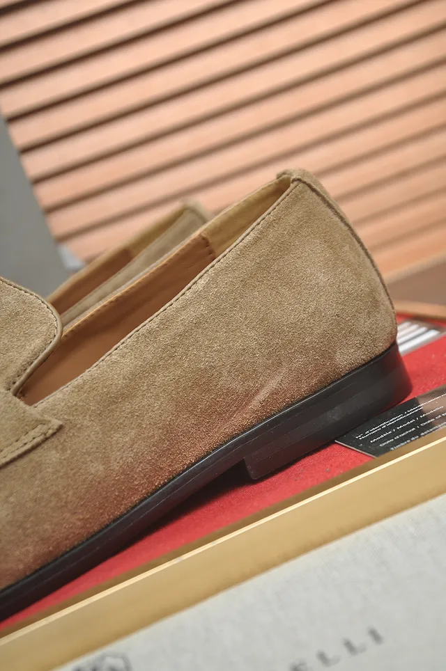 Brunello Cucinelli Beige Black Suede Upper Penny Strap Loafer 3