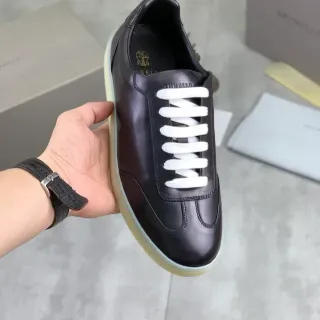 Brunello Cucinelli حذاء رياضي أسلوب حياة أسود جلدي