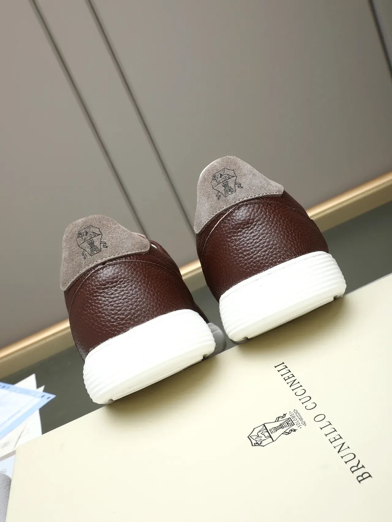 Brunello Cucinelli Brown Pebbled Leather Lifestyle Sneaker 4