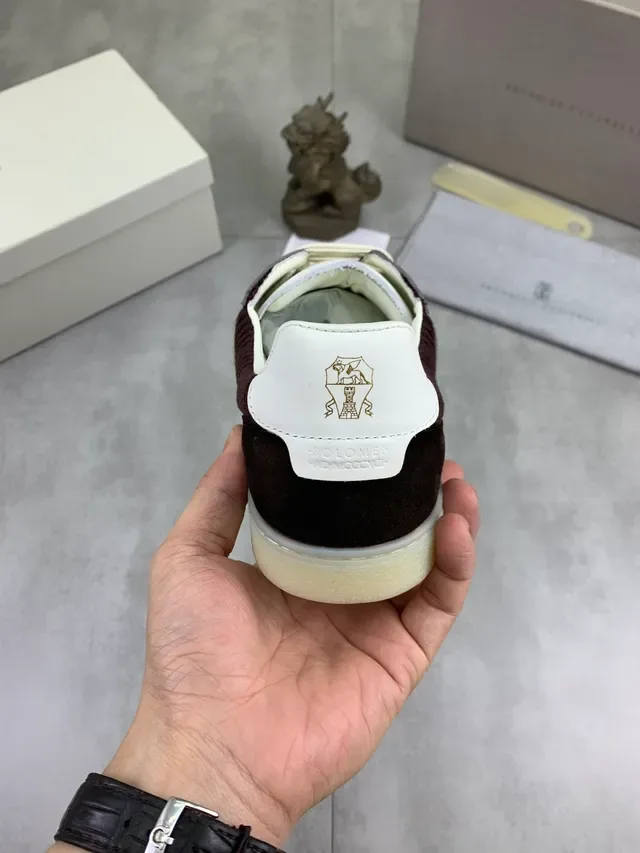 Brunello Cucinelli Burgundy Corduroy and Suede Lifestyle Sneaker 3
