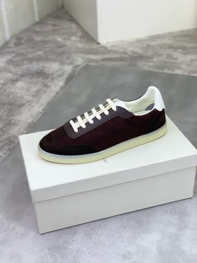 Brunello Cucinelli Burgundy Corduroy and Suede Lifestyle Sneaker 4