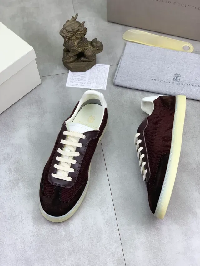 Brunello Cucinelli Burgundy Corduroy and Suede Lifestyle Sneaker 5