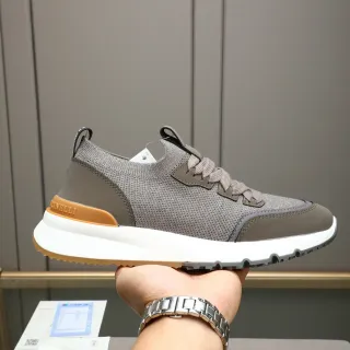 Brunello Cucinelli Zapatilla Lifestyle Gris de Tejido y Ante