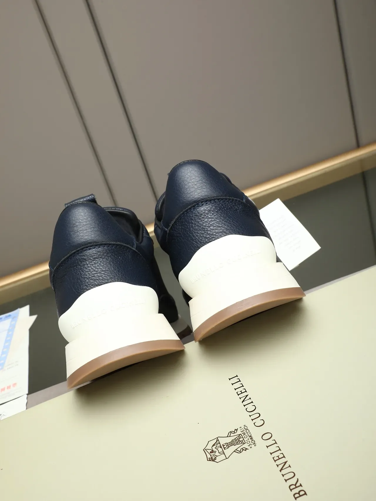 Brunello Cucinelli Navy Leather Lifestyle Sneaker 4