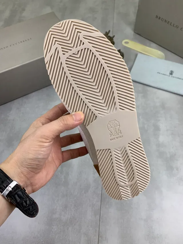 Brunello Cucinelli White and Beige Suede Panel Lifestyle Sneaker 2