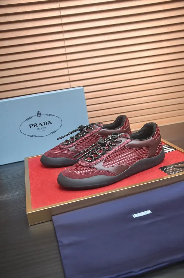 Burgundy and Black Mesh-Synthetic Low-Top Sneaker 4