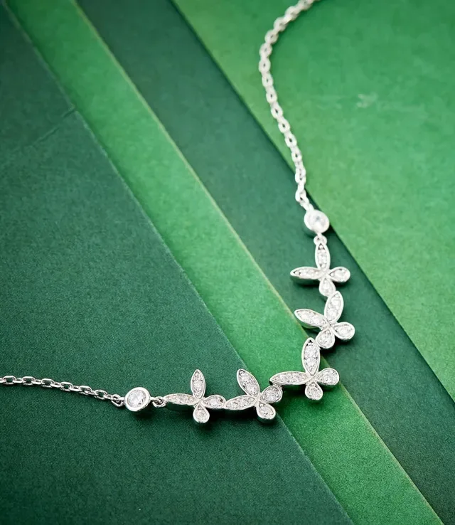 Butterfly Motif Pavé Crystal Necklace 4
