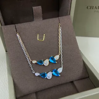 Chaumet قلادة حجر أزرق قطرة صف مزدوج و باريه