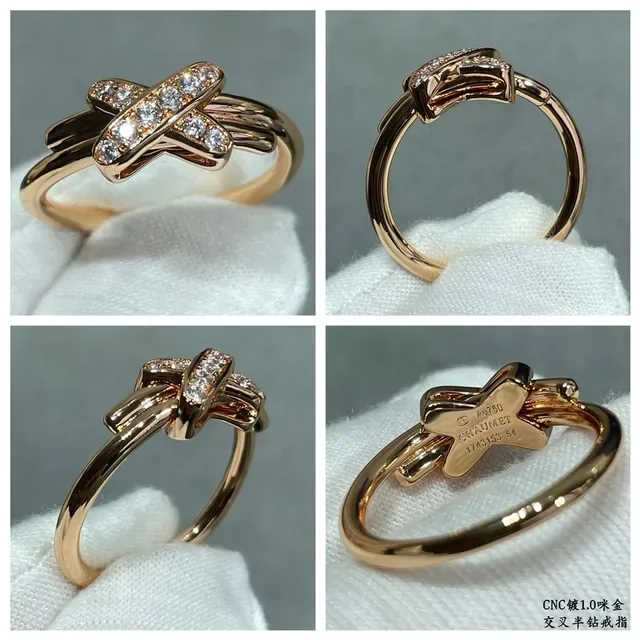 Crossed-Band Pavé-Set Dual-Tone Ring 3