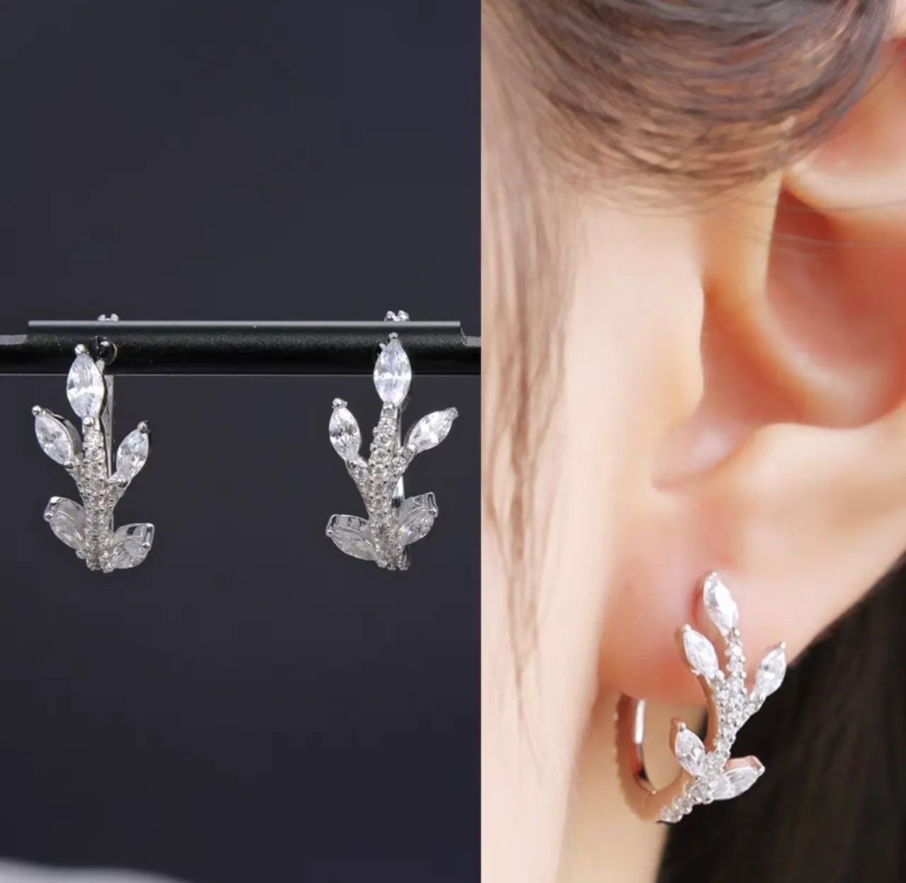 Crystal-Embellished Silver-Tone Hoop Earrings 2