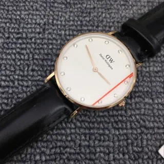 Daniel Wellington Black Gold Minimalist Dial Crystal Hour Markers Quartz Watch
