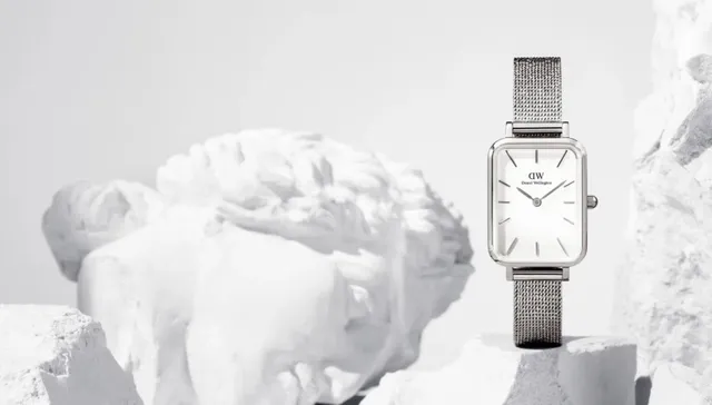 Daniel Wellington Petite Rectangular White Dial Silver Mesh Quartz Watch 3