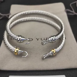 David Yurman Albion Twisted Cable سوارات فضية وذهبية ثنائية اللون