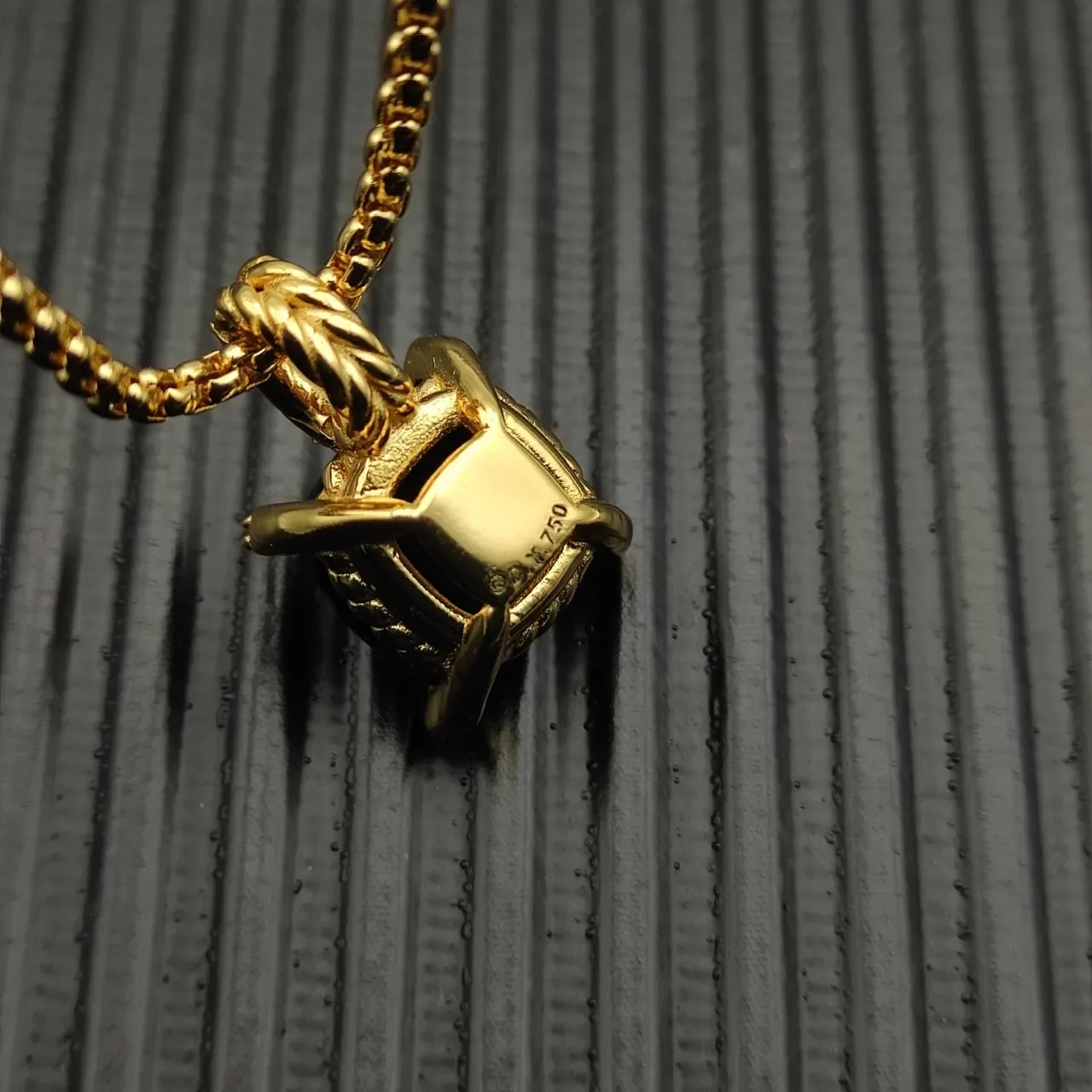 David Yurman Black Gold Box Chain Faceted Stone Necklace 7