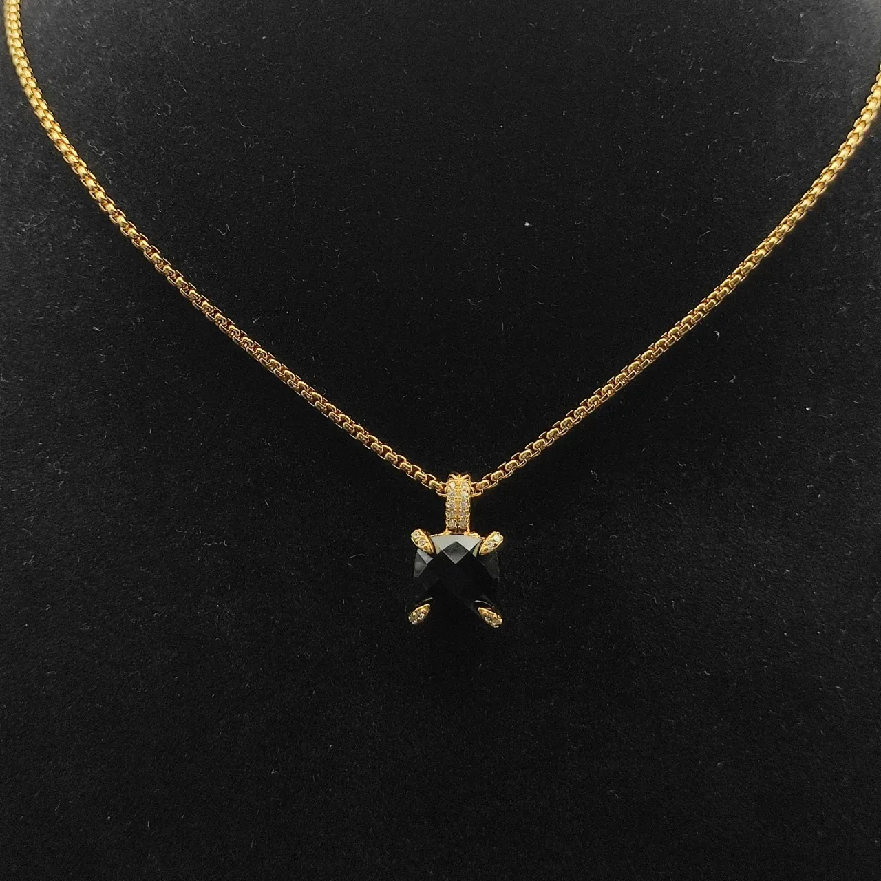 David Yurman Black Gold Box Chain Faceted Stone Necklace 8
