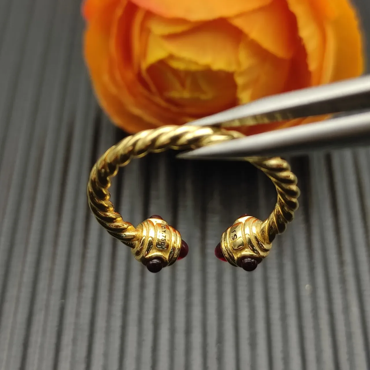 David Yurman Cable Classic সোনালি লাল টুইস্ট ব্যান্ড ওপেন রিং 6