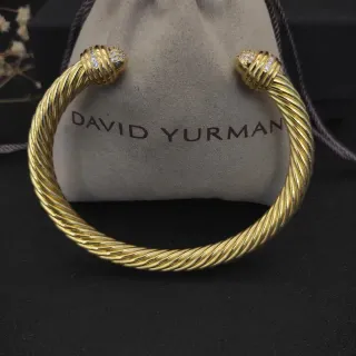 David Yurman Cable Classics Pulsera de Oro y Plata con Terminales de Diamantes Trenzada