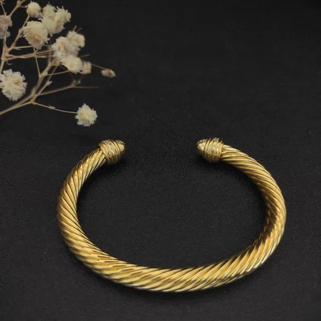 David Yurman Cable Classics Gold Silver Twisted Diamond-Set Terminals Bracelet 6