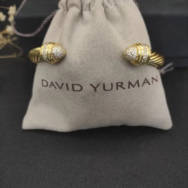 David Yurman Cable Classics Gold Silver Twisted Diamond-Set Terminals Bracelet 9