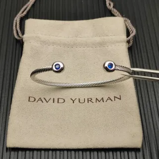 Pulsera David Yurman Cable Classics Plata Azul Trenzado Cabochon-Set Ends