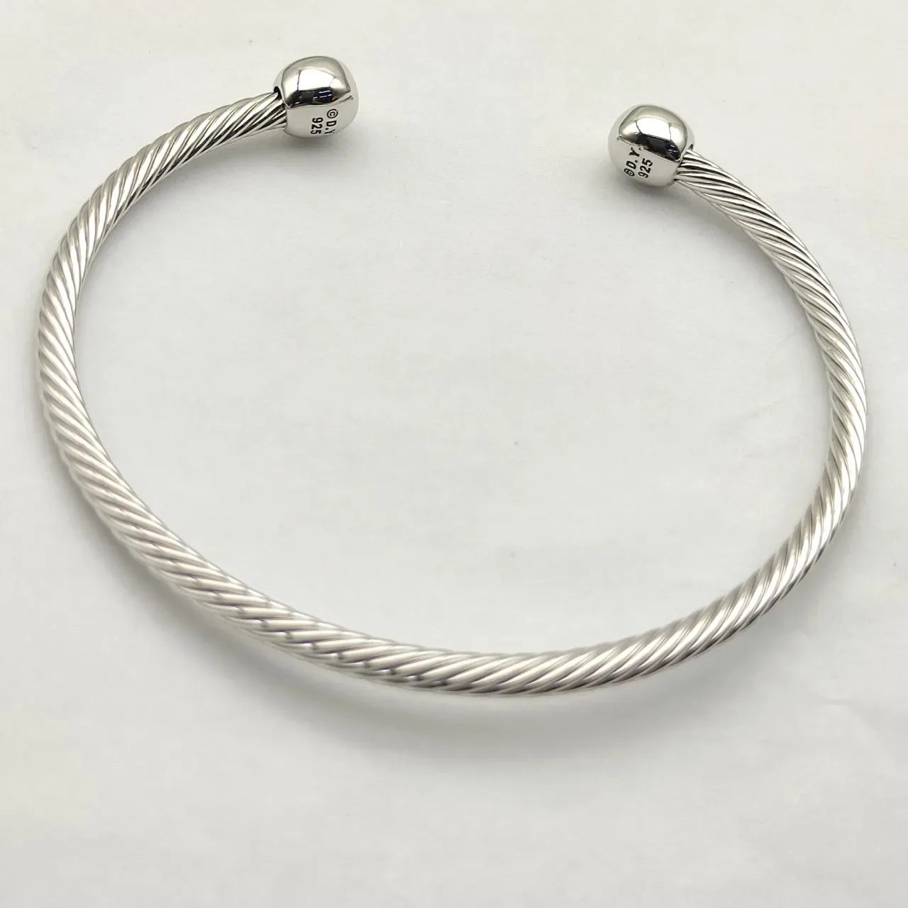 David Yurman Cable Classics Silver Blue Twisted Cabochon-Set Ends Bracelet 7