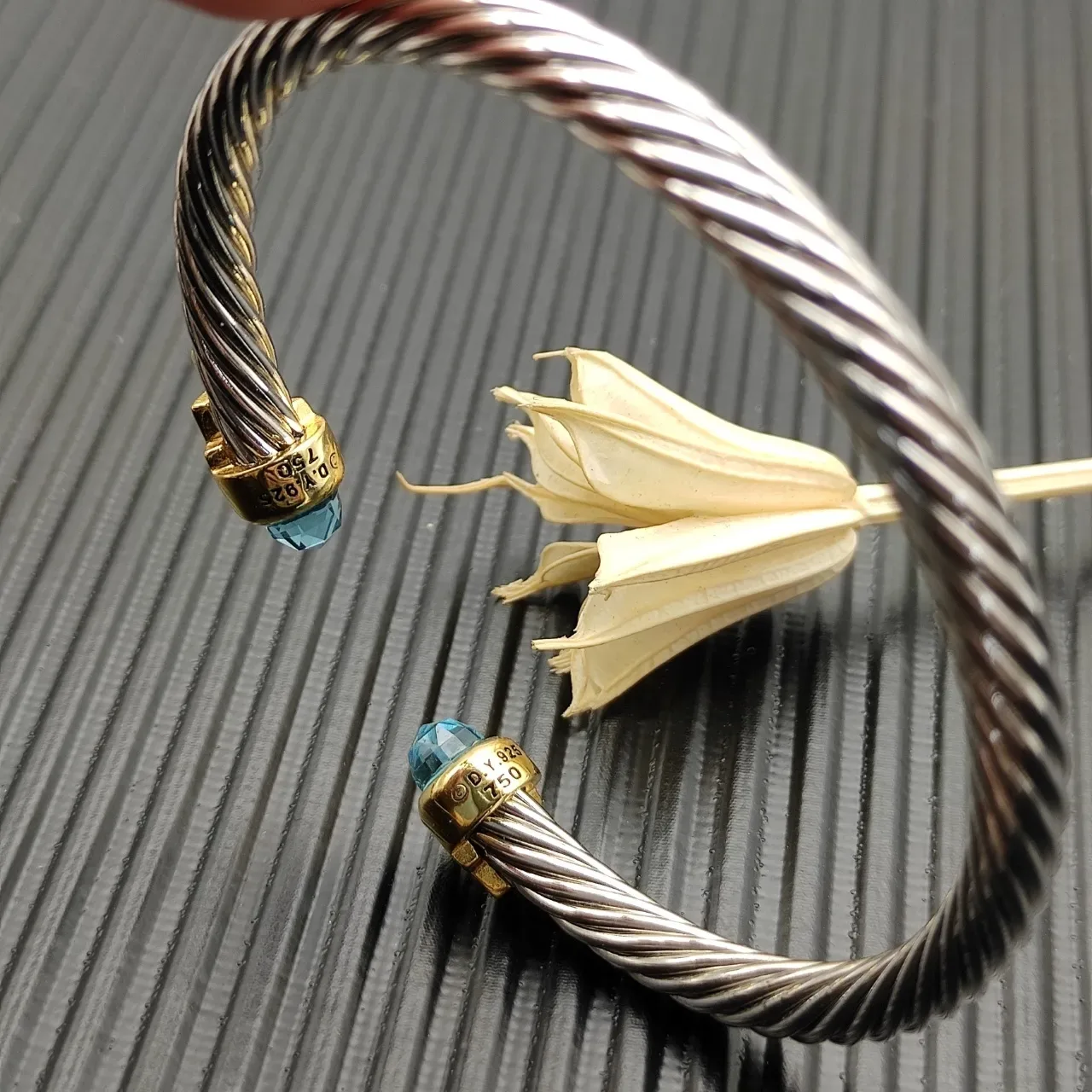 David Yurman Cable Classics Silver Gold Twisted Dual-Tone Metal Bracelet 4