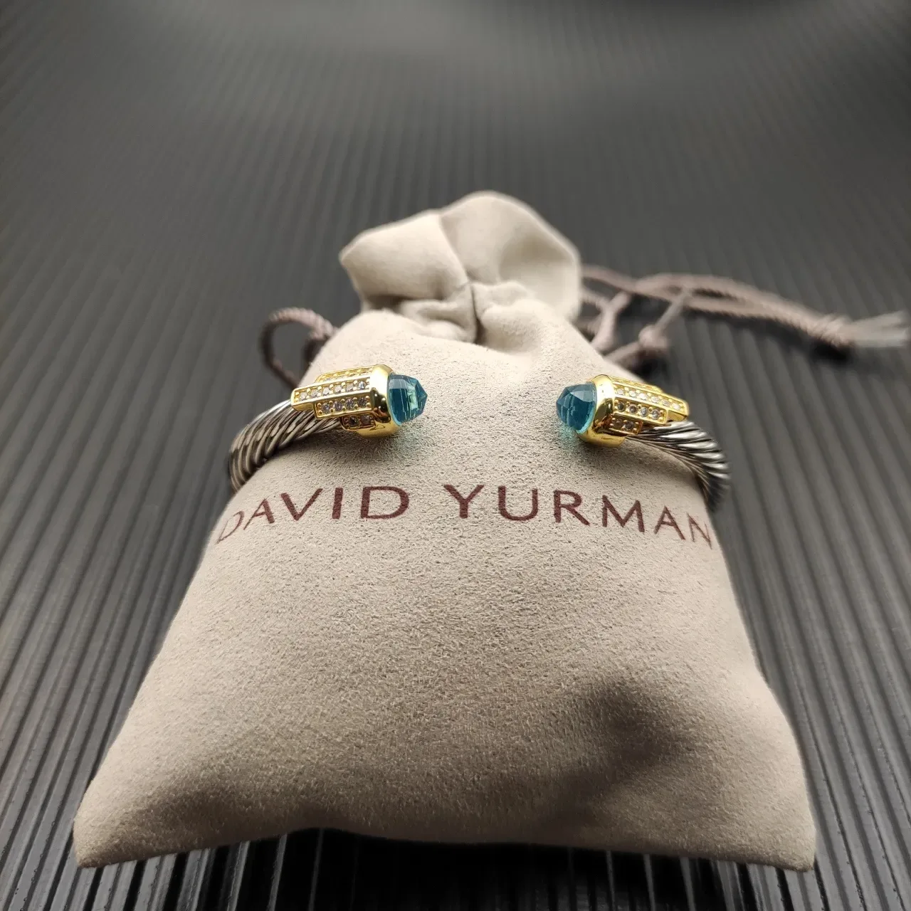 David Yurman Cable Classics Silver Gold Twisted Dual-Tone Metal Bracelet 6