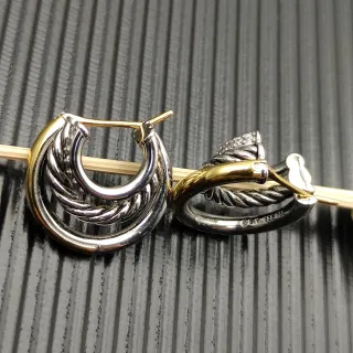 David Yurman Cable Classics Two-Tone Twisted Hoop Earrings