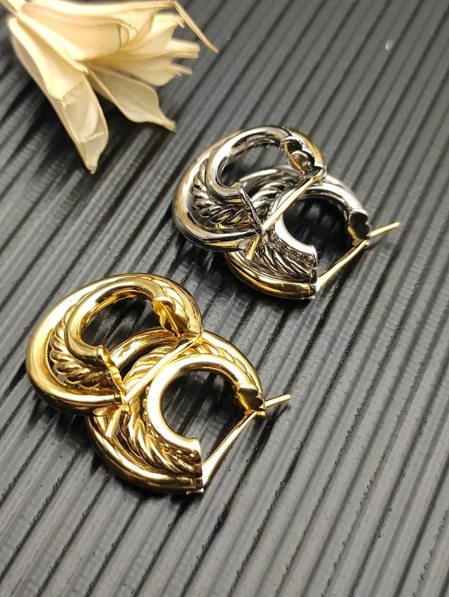 David Yurman Cable Classics Two-Tone Twisted Hoop Earrings 5