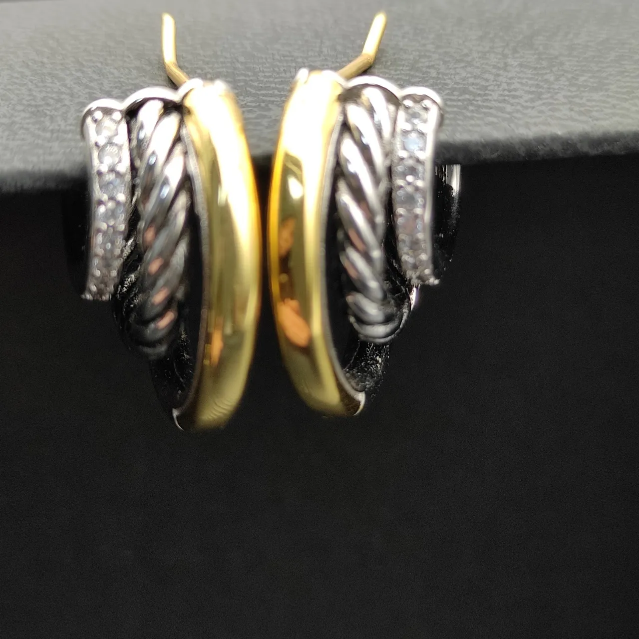 David Yurman Cable Classics Two-Tone Twisted Hoop Earrings 9