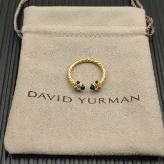David Yurman Cable Collectibles Blue Cabochon Open Ring