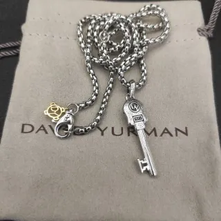 David Yurman Cable Collection 银金纯银盒式链双色项链