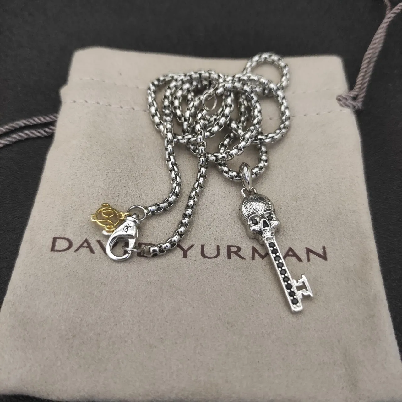 David Yurman Cable Collection Silver Gold Sterling Box-Link Chain Two-Tone Necklace 3