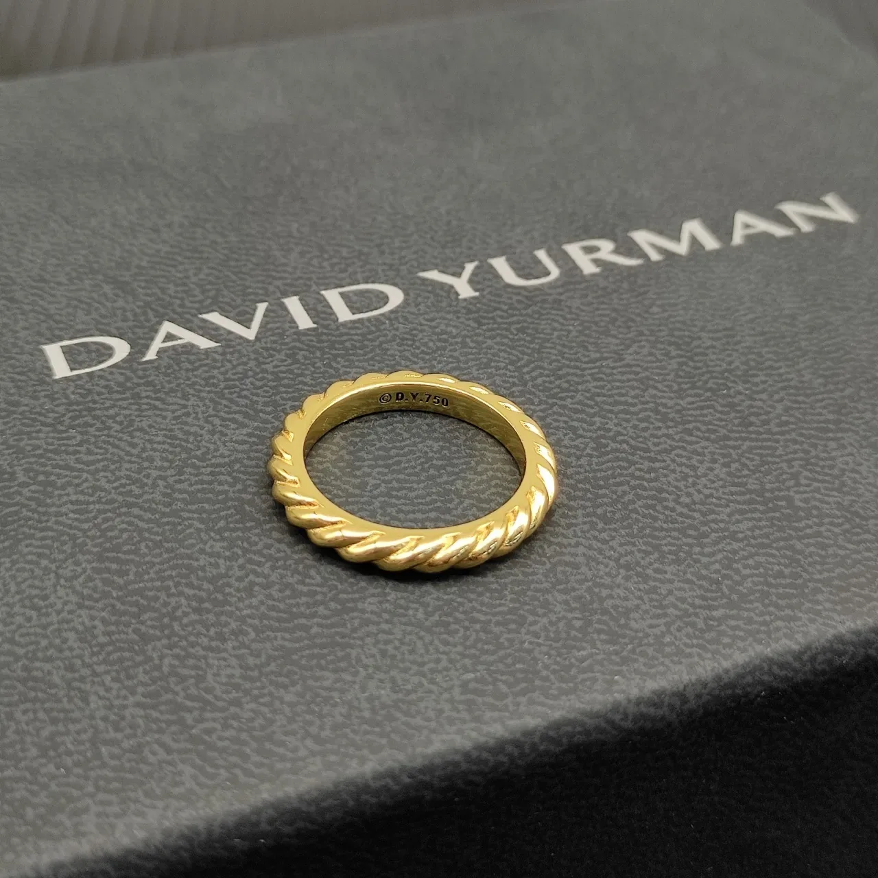 David Yurman Cable Collection فضي ذهبي ملتوي قابل للتراكم خاتم 5