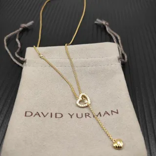 Collier Lariat Cœur Ouvert Pavé Or David Yurman
