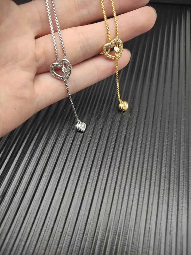 David Yurman Gold Pavé Open Heart Lariat Necklace 4