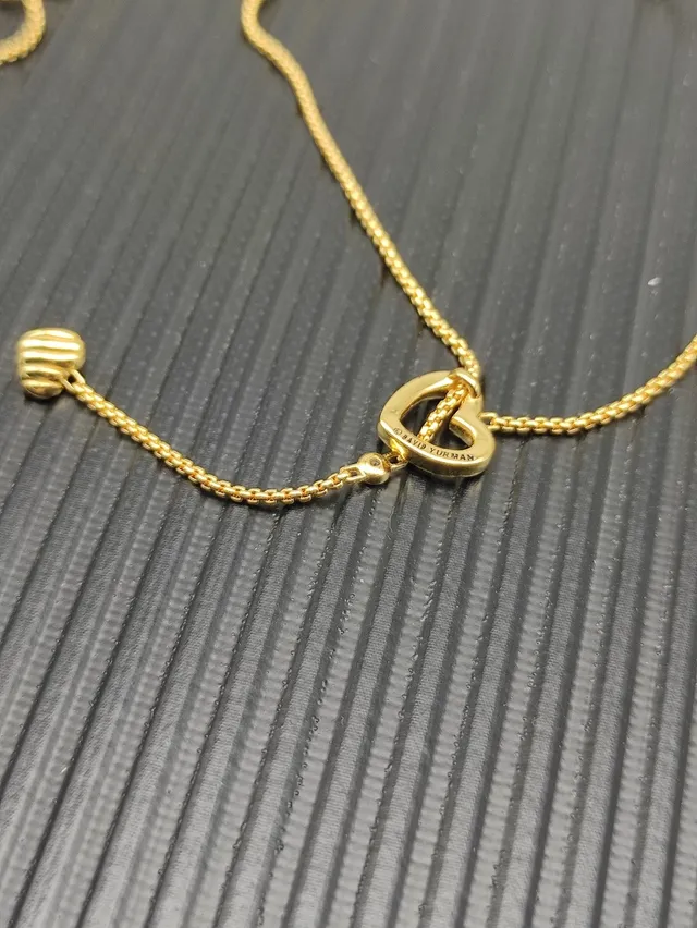David Yurman Gold Pavé Open Heart Lariat Necklace 5